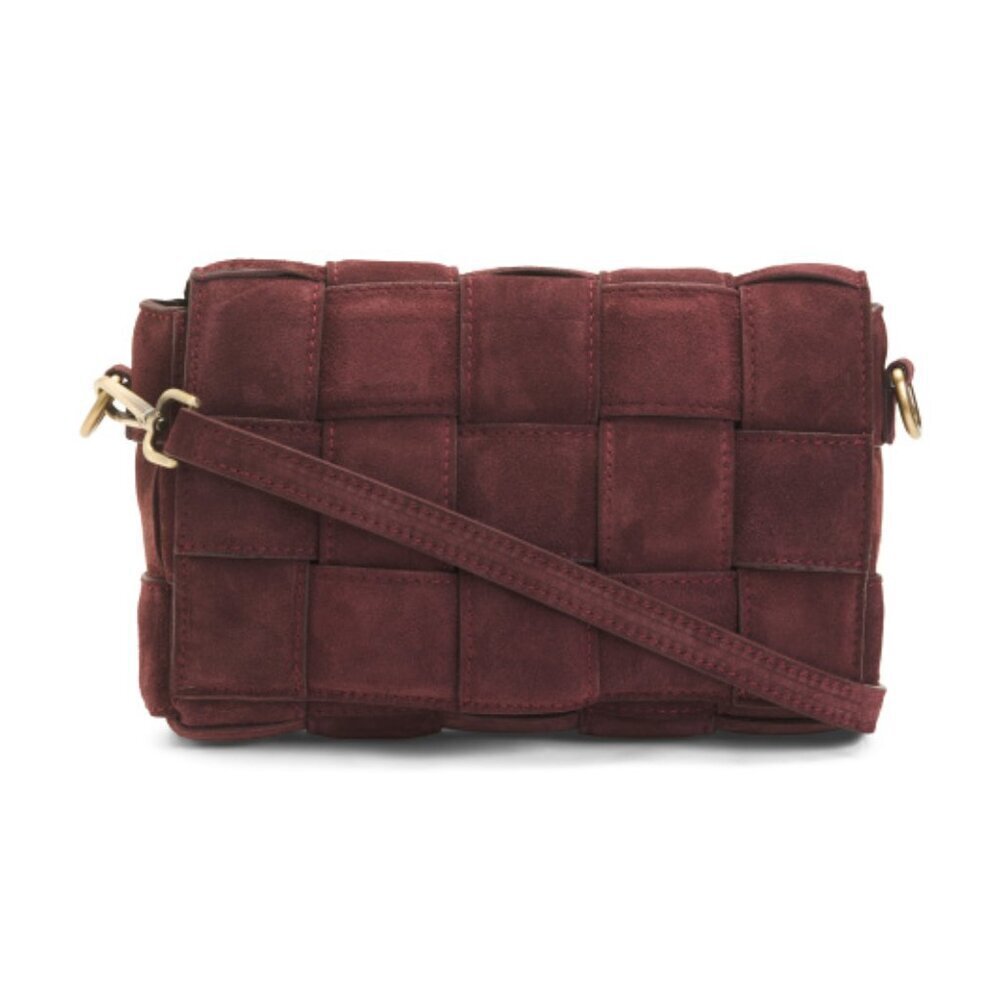 NWT VIOLA CASTELLANI Made In Italy Suede Woven Crossbody